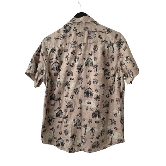 Roark Mens  Ivory Skull Tiki Hut Button-Up Shirt I Size: S - Picture 7 of 8